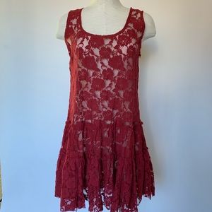 Free People oh so lacey dress in Rojo